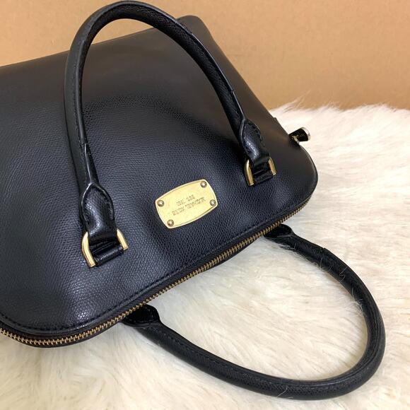 MICHAEL KORS Black Crossgrain Leather CINDY Slim Dome Satchel - Picture 8 of 15